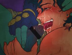 2boys censored cum cum_on_face gay jojo's_bizarre_adventure jotaro_kujo male_only oral penis penis_focus stand_(jjba) standcest star_platinum stardust_crusaders tongue_out yaoi