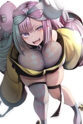 1girls big_breasts breasts busty curvaceous curvy curvy_female female fully_clothed game_freak heart hi_res iono_(pokemon) jacket koburakko large_breasts nintendo pink_eyes pink_hair pokemon pokemon_sv sharp_teeth smile thick_thighs thighhighs