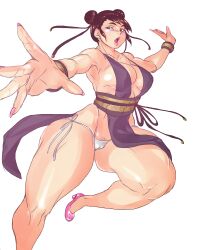 alternate_costume breasts brown_hair capcom chun-li chun-li_(battle_ouffit_sfiv) keppok pubes street_fighter street_fighter_iv thick_thighs