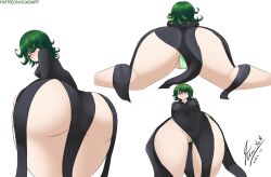 1girls ass ass_focus big_ass black_dress breasts bubble_ass bubble_butt cameltoe clothing dat_ass dress female female_only green_hair green_thong hair hips huge_ass iciasart large_ass legs one-punch_man pelvic_curtain short_hair small_breasts solo solo_female tatsumaki thong wide_hips