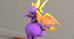 3d 3d_(artwork) anthro anthro_only ass big_ass dragon femboy furry furry_only gay huge_ass male male_only scalie scalie_humanoid shinyagaia solo solo_focus solo_male spyro spyro_the_dragon t-pose thick_thighs wide_hips