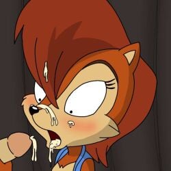 after_orgasm anthro archie_comics black_nose brown_fur chipmunk cum_in_hair cum_on_face cum_on_hair cumshot cumshot_in_mouth female fluids furry light_fur lowres mobian_(species) penis red_hair sally_acorn sega sonic_(series) sonic_satam sonic_the_hedgehog sonic_the_hedgehog_(archie) sonic_the_hedgehog_(comics) sonic_the_hedgehog_(series) spanky15 two_tone_fur vest