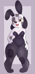 1girls 2d animal_crossing anthro big_breasts breasts bunny_ears bunnysuit canine clothed clothing dalmatian dog_girl fake_animal_ears fake_rabbit_ears female female_focus female_only female_solo fur furry hands_on_hips highres looking_at_viewer nintendo portia_(animal_crossing) solo solo_female tagme thick_thighs thighs vestalover69