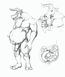 anthro anus balls belly big_belly blin_(tloz) duo genitals hand_on_stomach hi_res horn internal licking licking_lips lutrine male male/male mammal moblin monster muscular muscular_male mustelid nintendo oral_vore organs pandottermon penis stomach the_legend_of_zelda tongue tongue_out video_games vore