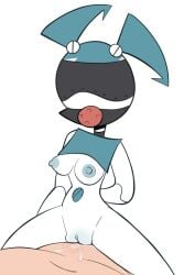 1girls alternate_version_available ball_gag breasts fajardo jenny_wakeman my_life_as_a_teenage_robot nickelodeon non-mammal_breasts robot robot_girl sex unseen_male_face xj-9