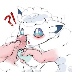 1boy 1girls absurd_res aka_leopard alolan_form alolan_vulpix confused disembodied_penis duo female feral genitals hi_res human human_on_feral innocent interspecies male male/female male_on_feral mammal nintendo oral penis penis_on_face penis_sniffing pokemon pokemon_(species) pokephilia regional_form_(pokemon) video_games vulpix white_body zoophilia