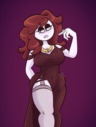 big_breasts brown_hair carmen_(spooky_month) female gold_jewelry milf mother spooky_month tagme white_skin