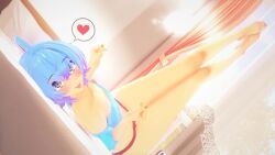 bedroom blue_hair blush femboy indie_virtual_youtuber legs linechu panties red_panties virtual_youtuber