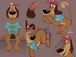 absurd_res anal anal_sex anthro balls bottomless bowserboy101 canid canine canis clothed clothing disembodied_penis domestic_dog dukey genitals hat headgear headwear hi_res johnny_test_(series) male male/male mammal penetration penis