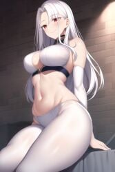 1girls ai_generated alternate_breast_size blush breasts fate/grand_order fate/kaleid_liner_prisma_illya fate/zero fate_(series) female hips huge_breasts irisviel_von_einzbern long_hair looking_at_viewer mature_female milf mommy mother nai_diffusion red_eyes slim_waist smile stable_diffusion thick_thighs thighs white_hair wide_hips