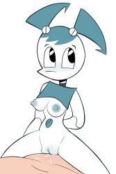 1boy 1girls alternate_version_available breasts fajardo jenny_wakeman my_life_as_a_teenage_robot non-mammal_breasts robot robot_girl xj-9