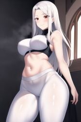 1girls ai_generated alternate_breast_size blush breasts fate/grand_order fate/kaleid_liner_prisma_illya fate/zero fate_(series) female hips huge_breasts irisviel_von_einzbern long_hair looking_at_viewer mature_female milf mommy mother nai_diffusion red_eyes slim_waist smile stable_diffusion thick_thighs thighs white_hair wide_hips