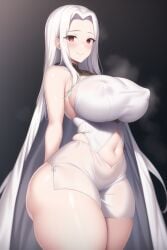 1girls ai_generated alternate_breast_size blush breasts fate/grand_order fate/kaleid_liner_prisma_illya fate/zero fate_(series) female hips huge_breasts irisviel_von_einzbern long_hair looking_at_viewer mature_female milf mommy mother nai_diffusion red_eyes slim_waist smile stable_diffusion thick_thighs thighs white_hair wide_hips