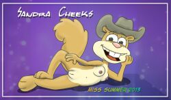 1girls 404bot animal_humanoid breasts casual clothing cowboy_hat female genitals hat headgear headwear hi_res humanoid looking_at_viewer lying mammal mammal_humanoid nickelodeon nipples nude on_side pussy rodent rodent_humanoid sandy_cheeks smile smilr smooth_skin solo spongebob_squarepants