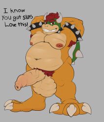 absurd_res anthro armpit_hair balls belly big_belly body_hair boner bowser erection foreskin genitals hair hands_behind_head hi_res horn koopa lizard male male_only mario_(series) muscular muscular_male nintendo nipples nude overweight overweight_male pecs penis red_eyes red_hair reptile rokie38 scalie solo strongfat video_games