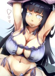 1girls black_hair bra breasts cat_keyhole_bra cat_keyhole_lingerie cat_lingerie cleavage_cutout fake_tail hyuuga_hinata large_breasts lavender_eyes lingerie long_hair looking_at_viewer midriff naruto naruto_(series) naruto_shippuden navel panties purple_bra purple_lingerie purple_panties sakuama side-tie_panties tail undressing