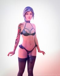 3d big_penis blue_hair bra chloe_price futanari life_is_strange light-skinned_female panties panties_aside smolfrog3d sole_female stockings