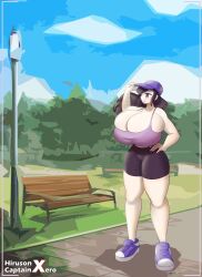 1girls alternate_version_available bench breast_expansion breasts_bigger_than_head bursting_breasts captainxero enormous_breasts growth hiruson huge_breasts hyper hyper_breasts kiyoko_(hiruson) long_hair massive_breasts park sports_bra standing tagme