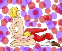 2boys 4s blonde_hair blue_eyes boots clothed clothed_on_nude fellatio four_swords gay hat link male male_only nude oral selfcest smooth_skin the_legend_of_zelda wrist_grab yaoi