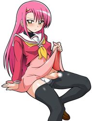 1futa artist_request balls blush breasts bulge censored erection futa_only futanari hayate_no_gotoku! intersex katsura_hinagiku long_hair medium_breasts panties pantyhose penis pink_hair school_uniform schoolgirl shoes solo sweat testicles underwear very_long_hair yellow_eyes