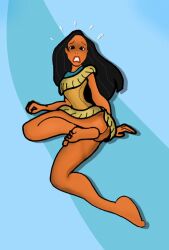 ass barefoot disney disney_princess feet have_to_pee legs omorashi on_side pocahontas pocahontas_(character) rerwin russkere