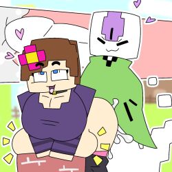 1boy 1girls alternate_version_available blue_eyes brown_hair cum cumflated_belly cumflation drawn flower_in_hair guyspermo_(itisspermo) horny_female human_female humanoid hyper_cumflation itisspermo jenny_belle_(slipperyt) minecraft outside sex spermo_(itisspermo) tagme xray_view