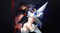 2girls ass ass_focus bakuzan bubble_butt female female_only hirundo_rustica hong_doo junketsu kill_la_kill kiryuuin_satsuki matoi_ryuuko multiple_girls panties scissor_blade scissor_blade_(kill_la_kill) senketsu sisters skimpy skimpy_clothes studio_trigger underboob