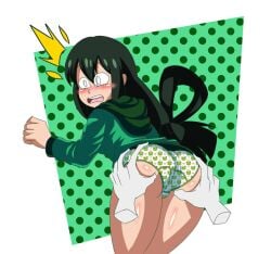 ass ass_grab bending_over embarrassed female floating_hands froppy imsomethingradical my_hero_academia no_pants panties shocked tagme tsuyu_asui underwear