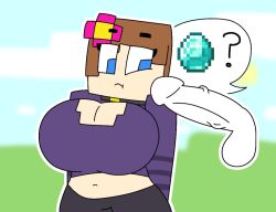 1boy 1girls blue_eyes brown_hair drawn flower_in_hair guyspermo_(itisspermo) horny_female human_female humanoid itisspermo jenny_belle_(slipperyt) minecraft outside penis spermo_(itisspermo) tagme