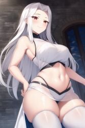 1girls ai_generated alternate_breast_size blush breasts fate/grand_order fate/kaleid_liner_prisma_illya fate/zero fate_(series) female hips huge_breasts irisviel_von_einzbern long_hair looking_at_viewer mature_female milf mother nai_diffusion red_eyes slim_waist smile stable_diffusion thick_thighs thighs white_hair wide_hips