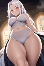 1girls ai_generated alternate_breast_size blush breasts fate/grand_order fate/kaleid_liner_prisma_illya fate/zero fate_(series) female hips huge_breasts irisviel_von_einzbern long_hair looking_at_viewer mature_female milf mother nai_diffusion red_eyes slim_waist smile stable_diffusion thick_thighs thighs white_hair wide_hips