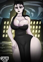 1girls big_breasts big_thighs castle female galme-way goth goth_girl light_skin the_addams_family thick wednesday_addams