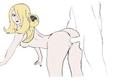 allixter blonde_hair cynthia_(pokemon) doggy_style gray_eyes nude nude_female nude_sex pokemon pokemon_champion pokemon_dppt sex sex_from_behind vaginal_penetration