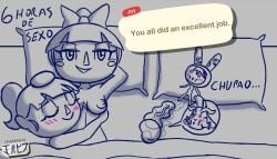 animal_crossing animal_crossing_girl bed breasts bunny_ears chrissy_(animal_crossing) digital_media_(artwork) doodle fan_character fanart jackintaro meme nintendo nipples penis sketch villager_(animal_crossing)