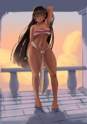 black_hair brown_eyes chel dark-skinned_female dreamworks hourglass_figure loincloth looking_at_viewer medium_breasts salsdraws the_road_to_el_dorado tubetop