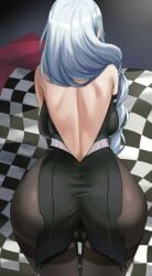 1girls ass bent_over big_ass bodysuit clothed clothing curvy female from_behind genshin_impact light-skinned_female light_skin long_hair piukute062 pov race_queen sex shenhe_(genshin_impact) white_hair wide_hips