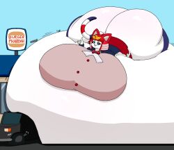 american animal_crossing ankha ass big_belly big_breasts breasts cat_girl catgirl fat female huge_ass massive_ass massive_belly massive_breasts massive_butt mini_giantess round_belly size_difference tagme textless_version user3345 vore
