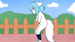 blue_hair furry holding_chest pain shoes virtual_youtuber white_fur wolfychu youtube youtuber