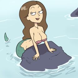 1girls areola areolae big_nipples breasts female female_only mermaid nipples rick_and_morty seashell_bra solo solo_focus terrible_the_drawfag tricia_lange water