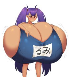 1girls big_breasts breasts_bigger_than_head breasts_bigger_than_torso dark-skinned_female enormous_breasts gigantic_breasts huge_breasts hyper hyper_breasts long_hair massive_breasts puffywaffles swimsuit tagme