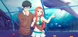 1boy college_life female natasha_(college_life) nutaku red_eyes red_hair