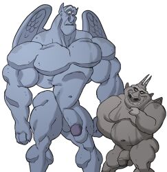 disney duo evil_grin feathered_wings feathers flaccid gargoyle genitals hi_res horn hugo_(hunchback) male male/male male_only muscular navel nude pecs penis remert size_difference smile the_hunchback_of_notre_dame victor_(hunchback) wings