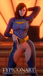 3d 3d_(artwork) barbara_gordon batgirl batgirl_(gotham_knights) batman_(series) big_ass big_breasts big_butt big_nipples blender dc dc_comics fingers functionally_nude functionally_nude_female gotham_knights naked naked_female naughty_face pussy solo solo_female standing submissive submissive_female typiconart wayne_tower