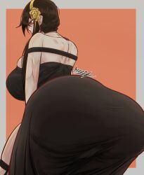 1girls arusen ass ass_focus assassin big_ass big_breasts black_hair breasts clothing dat_ass female female_only flower_in_hair hair hair_ornament huge_ass huge_breasts large_ass massive_ass mature mature_female red_eyes solo solo_female spy_x_family thighs yor_briar