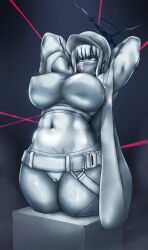 arms_above_head big_breasts blue_archive female ningyoushi petrification saori_(blue_archive)