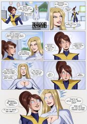 blonde_hair blue_eyes brown_eyes brown_hair comic comic_page emma_frost female female_only huge_breasts kitty_pryde marvel marvel_comics polmanning shadowcat white_queen x-men