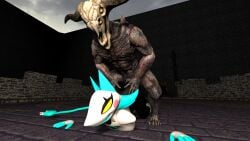 3d anal_sex capra_demon dark_souls deltarune demon doggy_style female hand_on_hip larger_male male male/female rabidus rape tasque_manager_(deltarune)