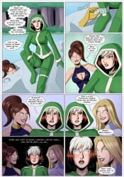 anna_marie blonde_hair blue_eyes brown_eyes brown_hair comic comic_page emma_frost female female_only huge_breasts kitty_pryde marvel marvel_comics polmanning rogue_(x-men) shadowcat white_queen x-men