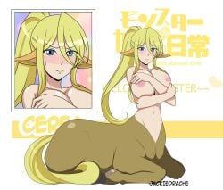 big_breasts blonde_hair blue_eyes centaur centorea_shianus equid_taur female gigantic_breasts horse jackie-drache monster_girl monster_musume_no_iru_nichijou taur