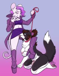 anthro ass blush boots border_collie bottomwear breasts callie_borowski canid canine canis chastity_cage chastity_device clothed clothed/nude clothed_female_nude_gynomorph clothed_female_nude_intersex clothing clothing_lift cloudcrime collar collar_only collie colored_nails cunnulingus domestic_dog dominant dominant_female duo female footwear genitals gynomorph herding_dog hi_res intersex intersex/female kneeling_oral_position leash leash_pull mammal mouse murid murine nails nipples nude pastoral_dog paws pomme_(rivals_of_aether) pussy rivals_of_aether rodent sheepdog skirt skirt_lift submissive submissive_gynomorph submissive_intersex video_games